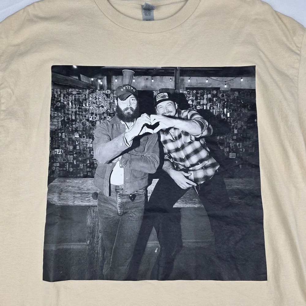 Post Malone Morgan Wallen Shirt Mens XL Graphic Tee Beige Pop Country Gildan